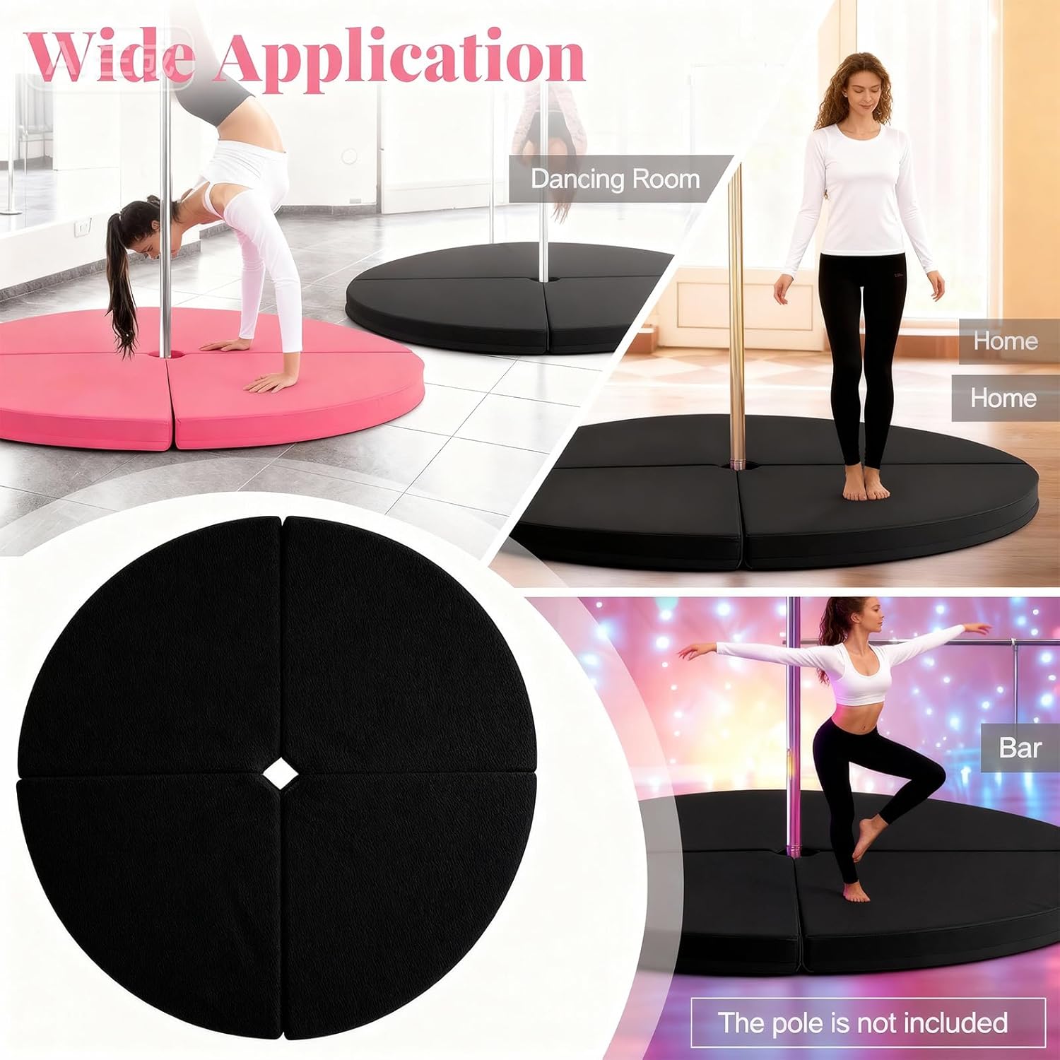 Easy Fold Transportable 4 Fold Round Thick Exercise Mat for Stretching Dance Practice Not Slip Face Multiple Functional Pliable Round Mat