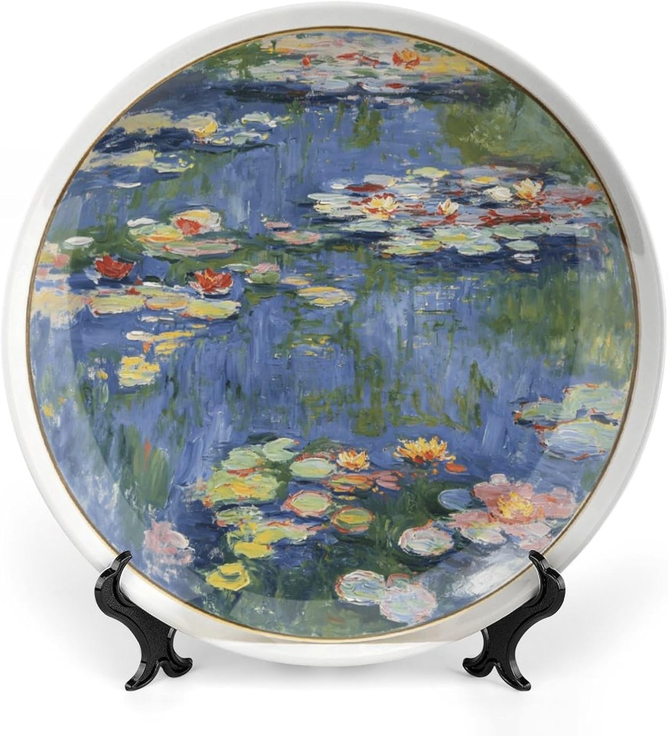 Lotus Pond Bone China Decorative Plate, 7inch Wall Art Home Decor