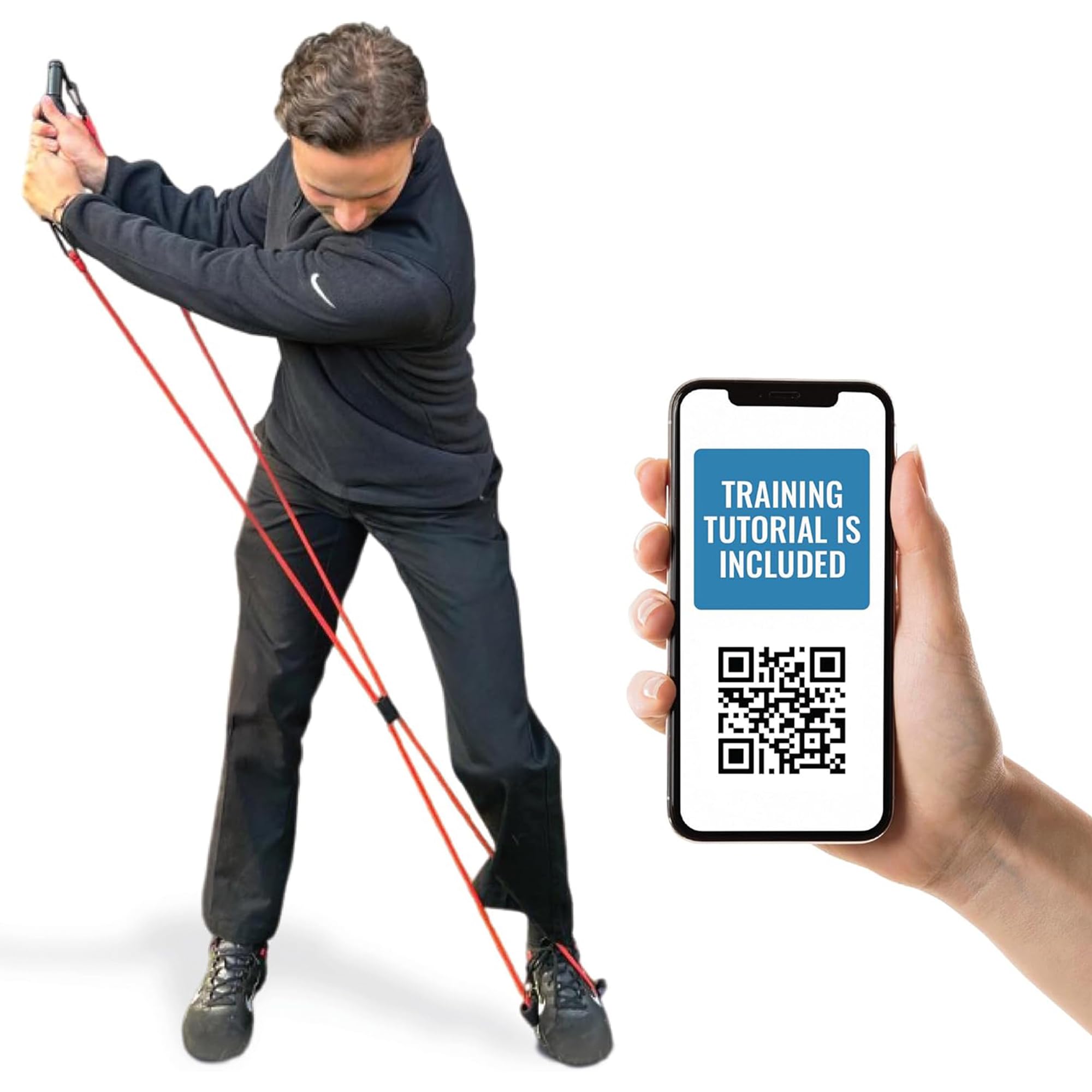 Happy Golfer Golf Resistance Bands Swing Trainer | Golf Power Trainer for Swing Path, Grip & Speed Training | Portable Golf Training Aid for Warm Up, Strength & Practice