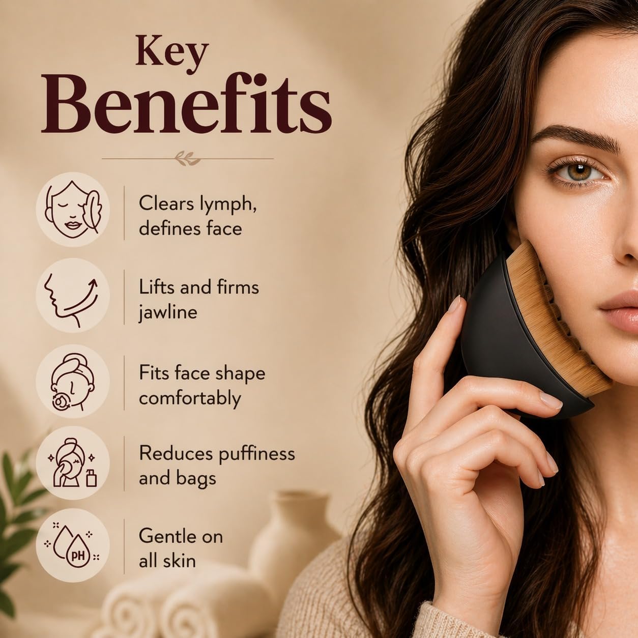 2 Pack Lymphatic Contour Face Brush for Lymphatic Drainage | Premium Face Sculpting Brush with Durable Soft Bristles | Anti-Puffiness, Ergonomic Design for Face Neck Chin (Black)