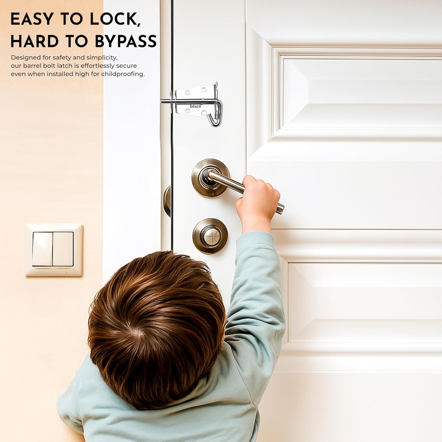 BOSCO® Locking Bolt Set of 2 | Heavy Duty Tower Bolt Latch Lock for Door, Window, Bathroom, Kitchen, Home & Office | MS Chrome Finish | Easy to Install | Premium Door Fittings — Amazon image 5