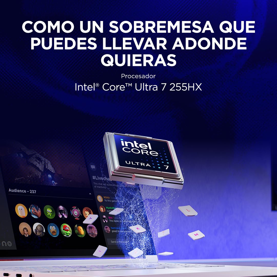Lenovo Legion 7 Gen 10 – Portátil Gaming IA 16" OLED (Intel Core Ultra 7 255HX, NVIDIA GeForce RTX 5060, 240Hz, 32GB RAM, 1TB SSD, Wi-Fi7, Sin Sistema Operativo) QWERTY RGB Español - Blanco Glaciar