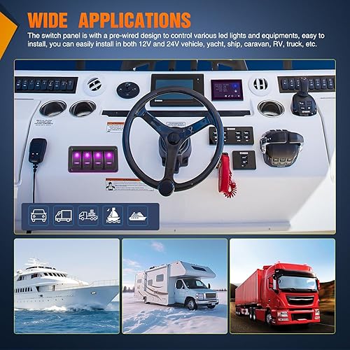 Vista 156 de Nilight Panel de interruptor basculante de 4 bandas, 5 pines de encendido y apagado, soporte de aluminio de 12 V, 24 V, interruptores Verde