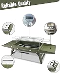 Charmline 35 x 22cm Small Foldable Portable Grill Charcoal, Compact Portable Grill, Desktop Charcoal Grill, BBQ Grill for Camping, Picnics, Gardens and Beach Parties, Green