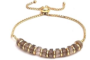 Gempire's Smokey Quartz Heishi Beads Slider Bracelets