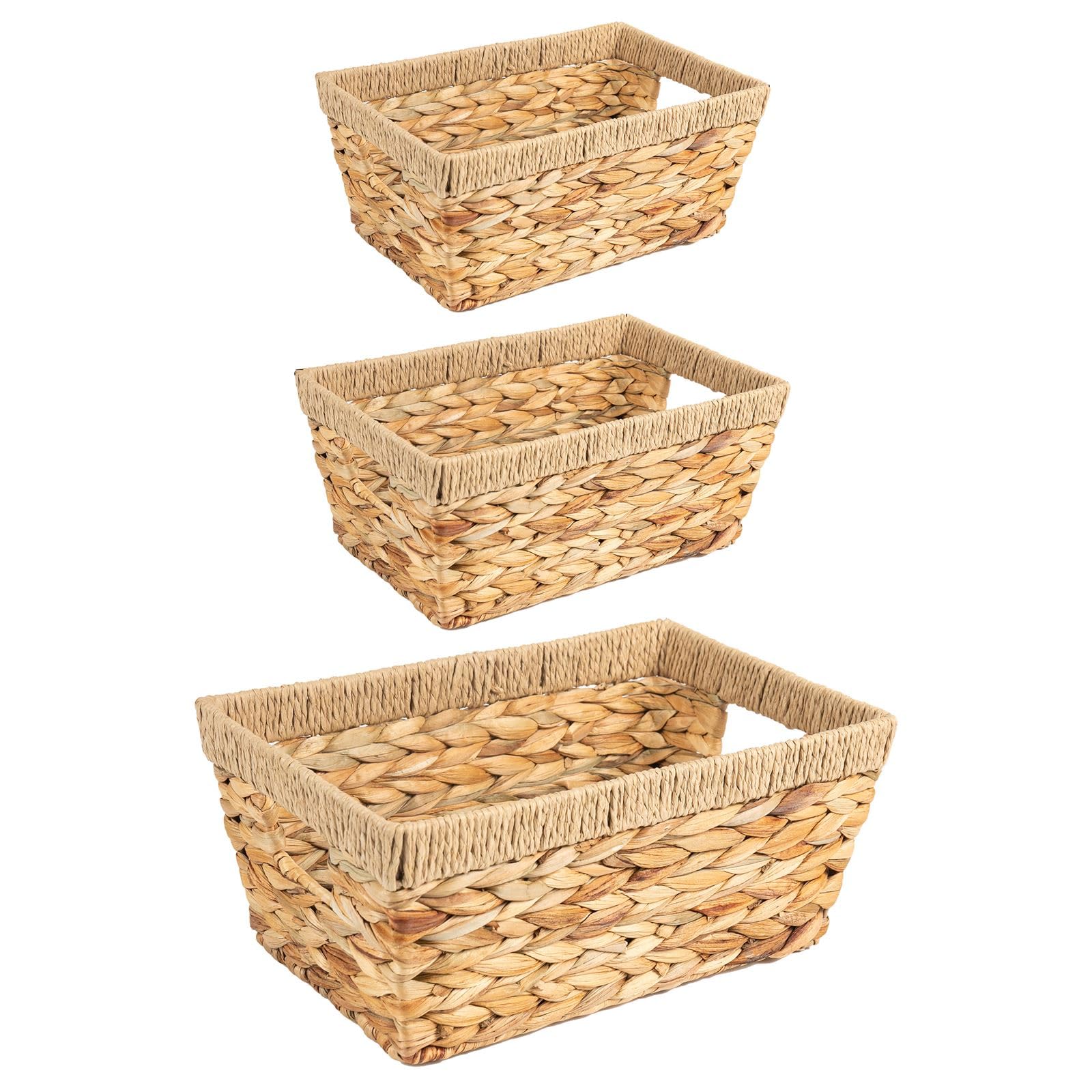 Cesto Portaoggetti in Giacinto d'Acqua, Cesto Intrecciato a 3 Scomparti, HLP 13x42,5x15, da Bagno, Naturale, Relaxdays | Leroy Merlin