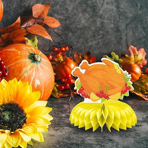 Miniatura 3 de Centros de mesa de nido de abeja de feliz Acción de Gracias, centros de mesa de panal 3D de otoño, decoración de camión de cosecha, sombrero de