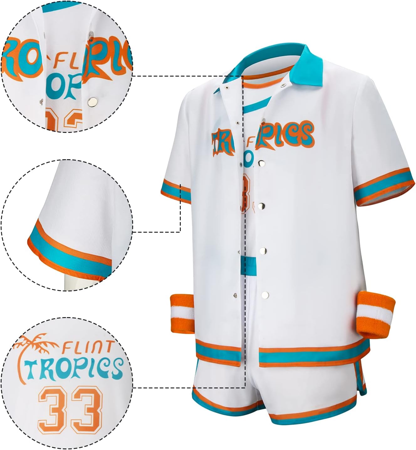 Mens Jersey Jackie Costume Tropics Shirt Shorts Socks Sweatbands Basketball Player Outfits - Image 4