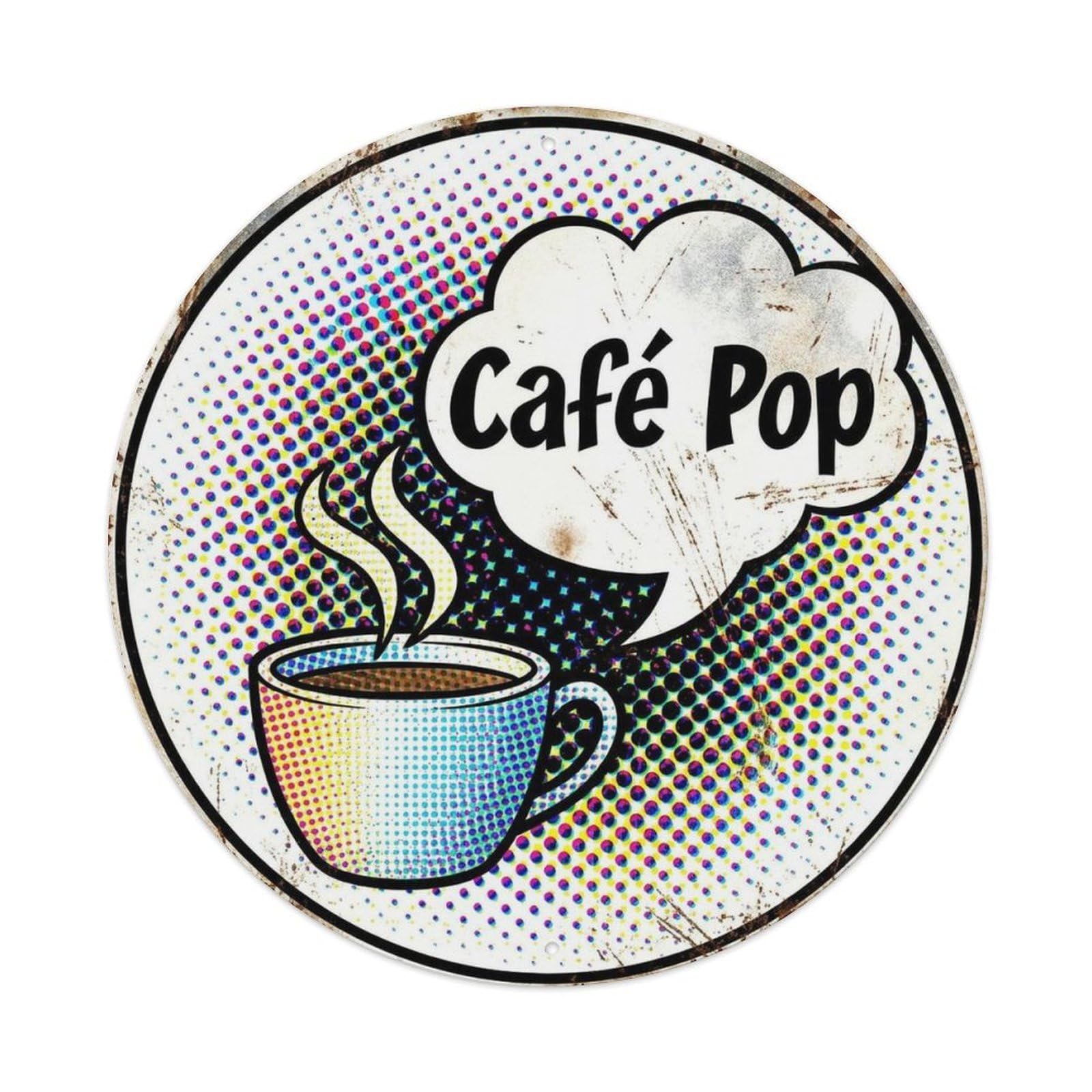 Menu Cappuccino Counter Coffeehouse Style Classic Cafe Metal Tin Sign Plaque Wall Decor for Cafe, Man Cave, Club Bar, Office, Home Garden Round Metal Poster 8x8Inch