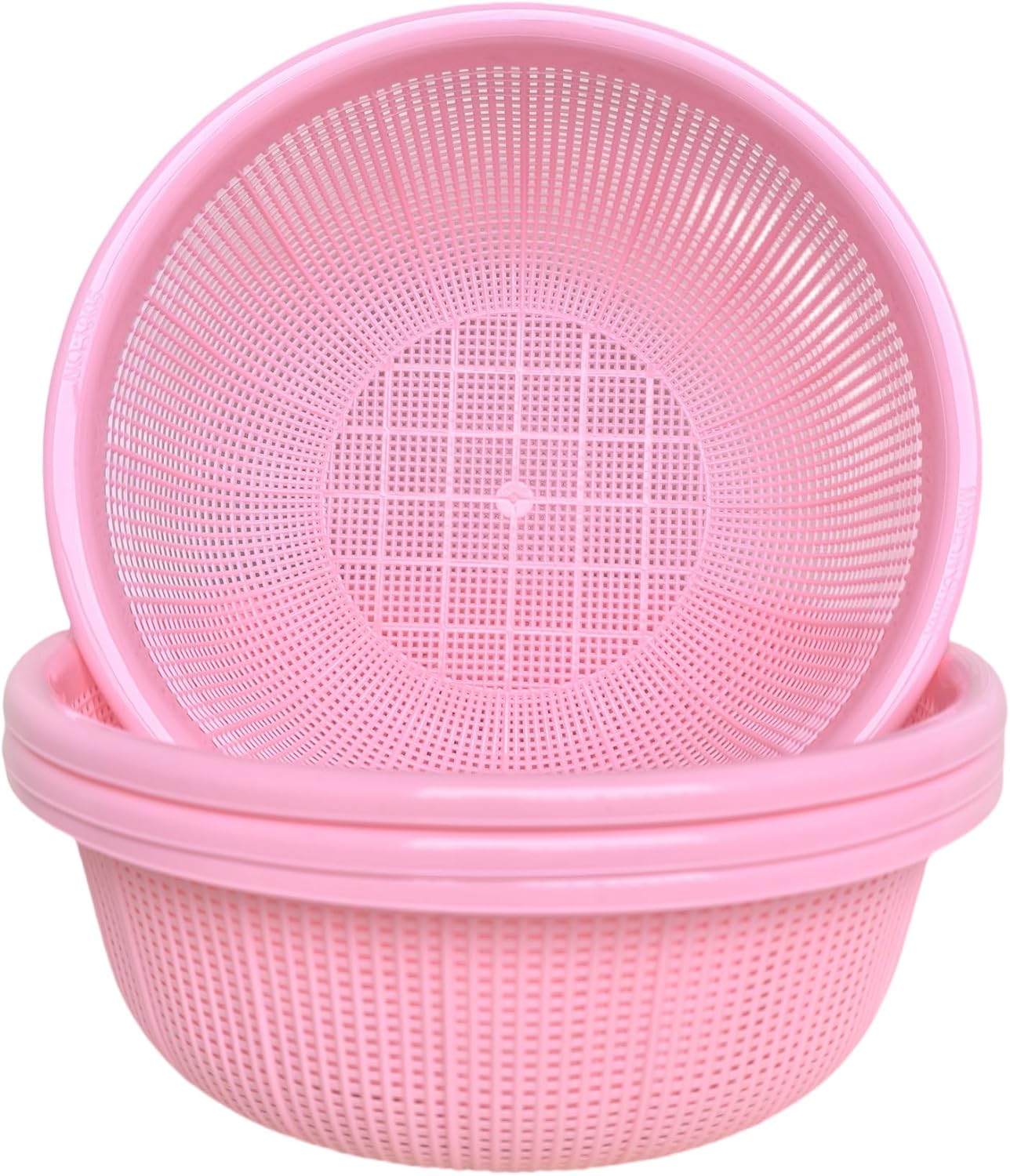 4 pcs Plastic Wash Basket Round Perforated Colander Wash Vegetables and Fruits Drain Cooked Pasta Kitchen Essentials Food Strainer Basket Strainer Kitchen pink