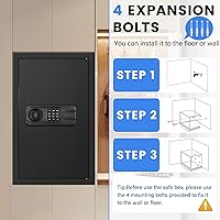 Vista 8 de 2.48 cubic feet Large Home Safe, Document Safe with Removable Shelf and Fireproof Waterproof Bag, Digital Security Safes With Led Light, Smart