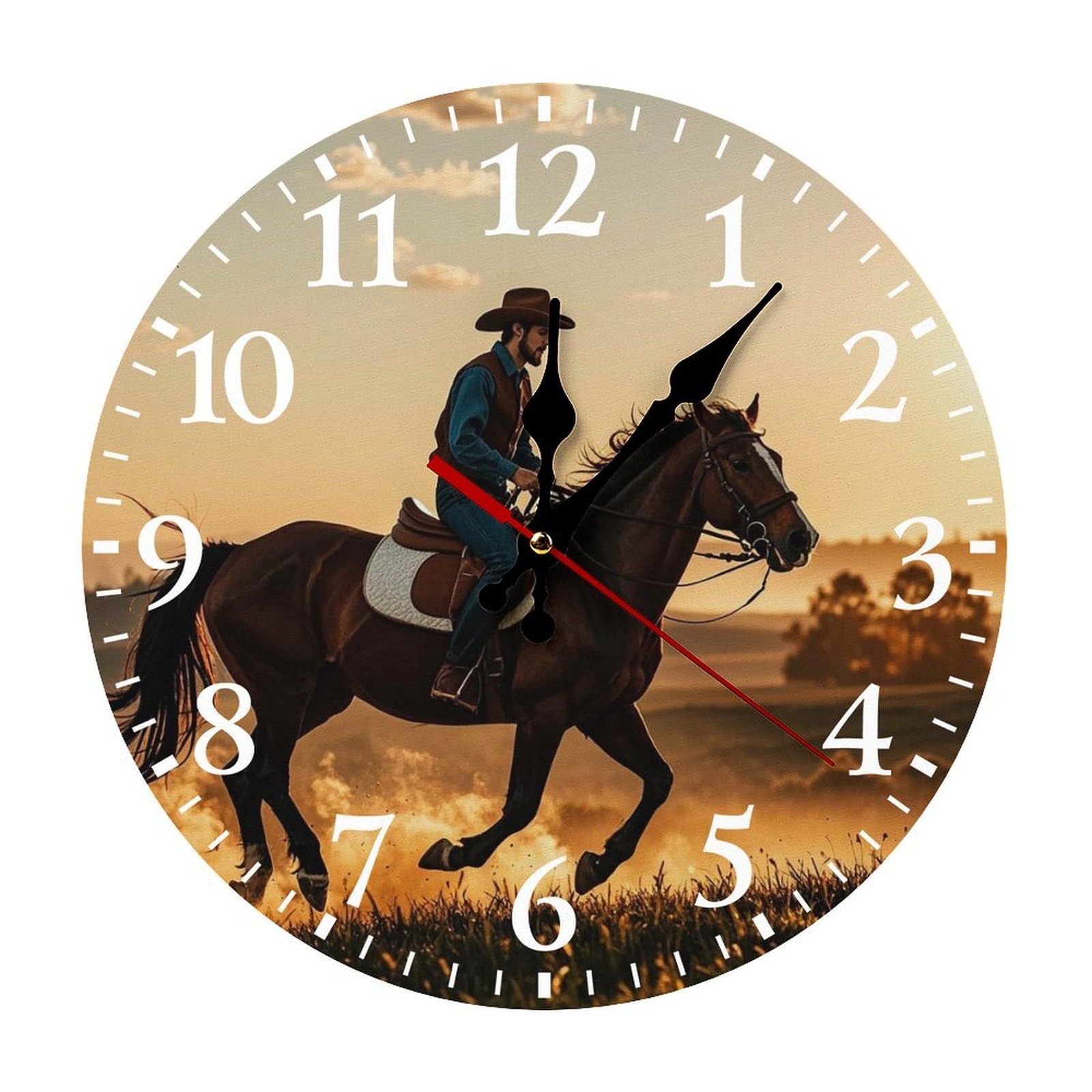 Horloge silencieuse Cowboys blanche à mouvement fluide et précis