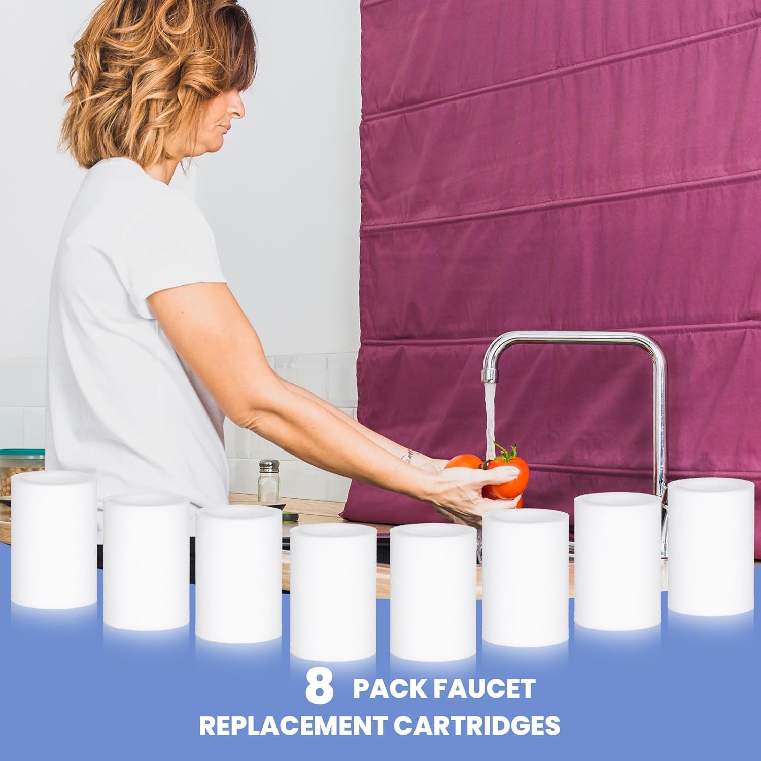 8 Pcs Faucet Filter Purifier Replacement for Bathroom Sink/Kitchen Sink with PP Cotton for Faucet Extender Faucet Water Filter Improve Water Quality Filter Sediment Rust Insect Eggs