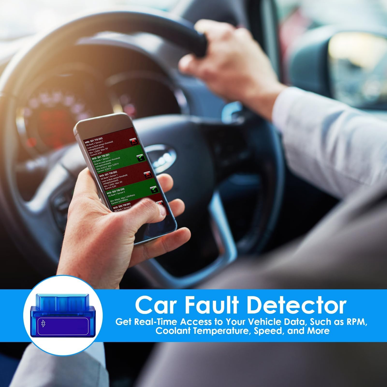 Diagnostyka samochodowa Bluetooth, narzędzie samochodowe do diagnostyki i analizy | Narzędzie do analizy i diagnostyki czytnika i diagnostyki, błędów, błędów, kompatybilny z Androidem, iOS