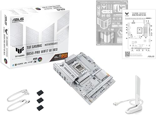 ASUS TUF Gaming B850-PRO WiFi7 Neo, AMD ATX Motherboard, 14+2+1 Power Stages, DDR5 Slot, PCIe 5.0 Ready, 3 M.2 Slots, WiFi 7, Realtek Ethernet 2.5GB, USB-C 20Gbps, Aura Sync, White - 7