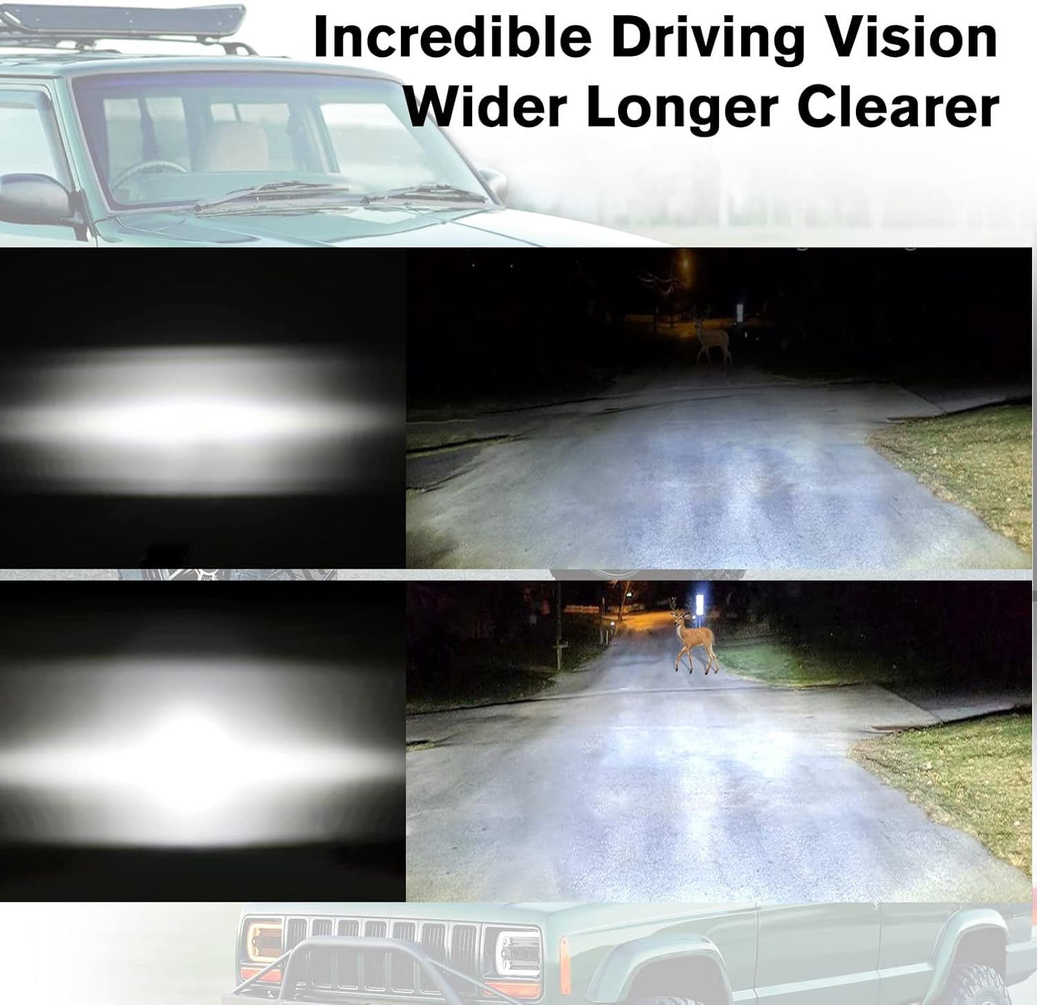 CO LIGHT 5x7 7x6 Inch Rectangle Led Headlight Bright High Low Beam H6054 White Amber DRL, Compatible with XJ Wrangler YJ Replacement H5054 H6054LL 2PCS