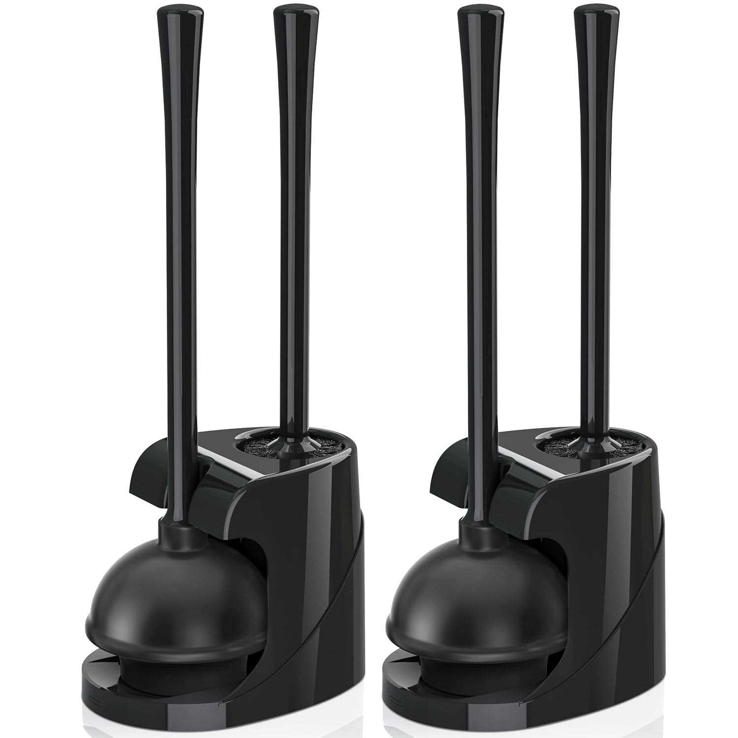 Toilet Plunger and Brush Bowl Brush and Heavy Duty Toilet Plunger Set with Ventilated Holder 2-in-1 Bathroom Cleaning