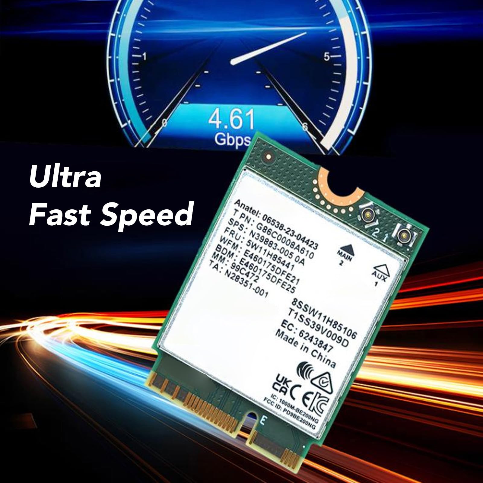 Bewinner Scheda di Rete WiFi 7 per Laptop, BE200NGW Scheda di Rete 2.4G 574Mbps 5G 2400Mbps 6G 5800Mbps con Bluetooth 5.4, Adattatore Wireless Interno MU-MIMO NGFF M.2 per 10/11 OS (WiFi 7
