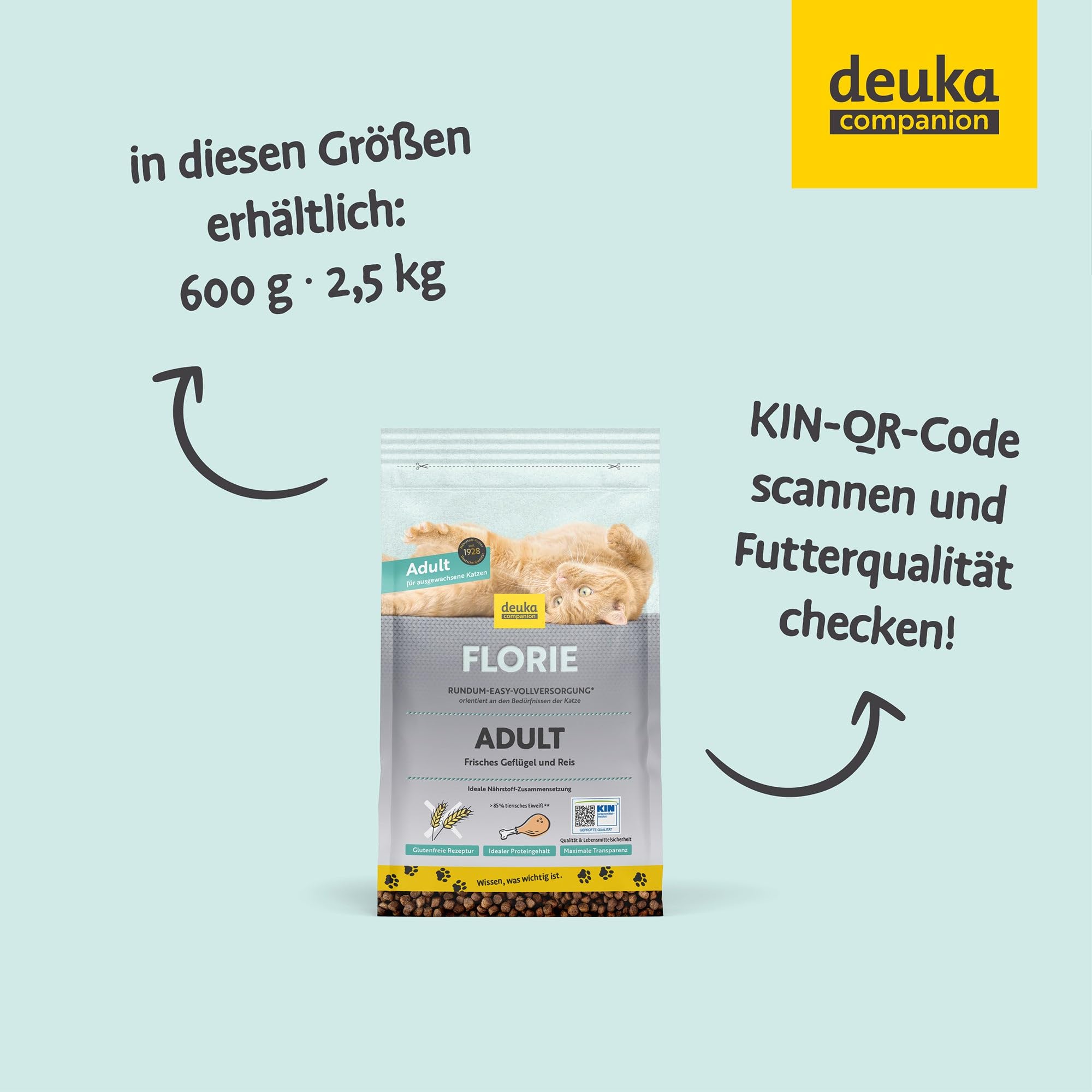 Florie Adult Geflügel mit Reis | 600g | Premium Katzenfutter trocken | für ausgewachsene Katzen | viel Frischfleisch | geprüfte Qualität (KIN) | deutsche Herstellung