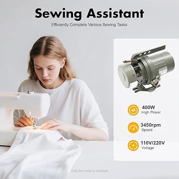 Pattosaey Industrial Clutch Motor, 400W Electric Sewing Machine Motor, 3450RPM 110V-220V Dual Voltage for Industrial Sewing Machines, Quiet Operation, Grey