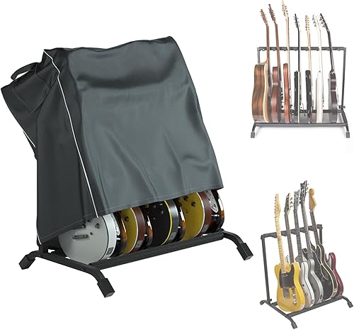 WJYZHM Universal Guitar Stand Cover, Heavy-Duty Water-Resistant Dust Cover with Breathable Vents Drawstring, Fits Multi-Guitar Racks for Acoustic Electric Guitars (47" L x 19" Wx 43" H)