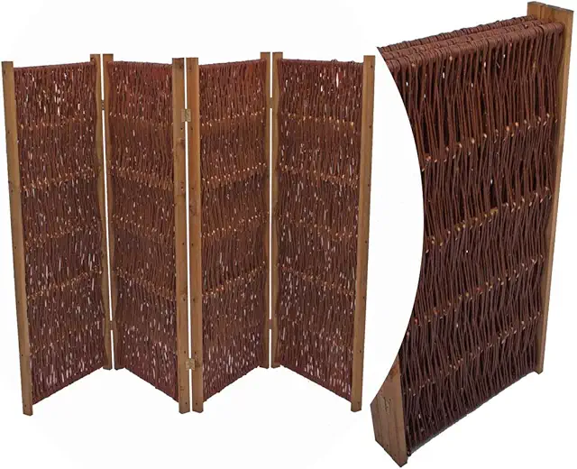 Weiden Paravent Raumteiler 3-teilig 120x180cm - Sichtschutzwand aus Weide