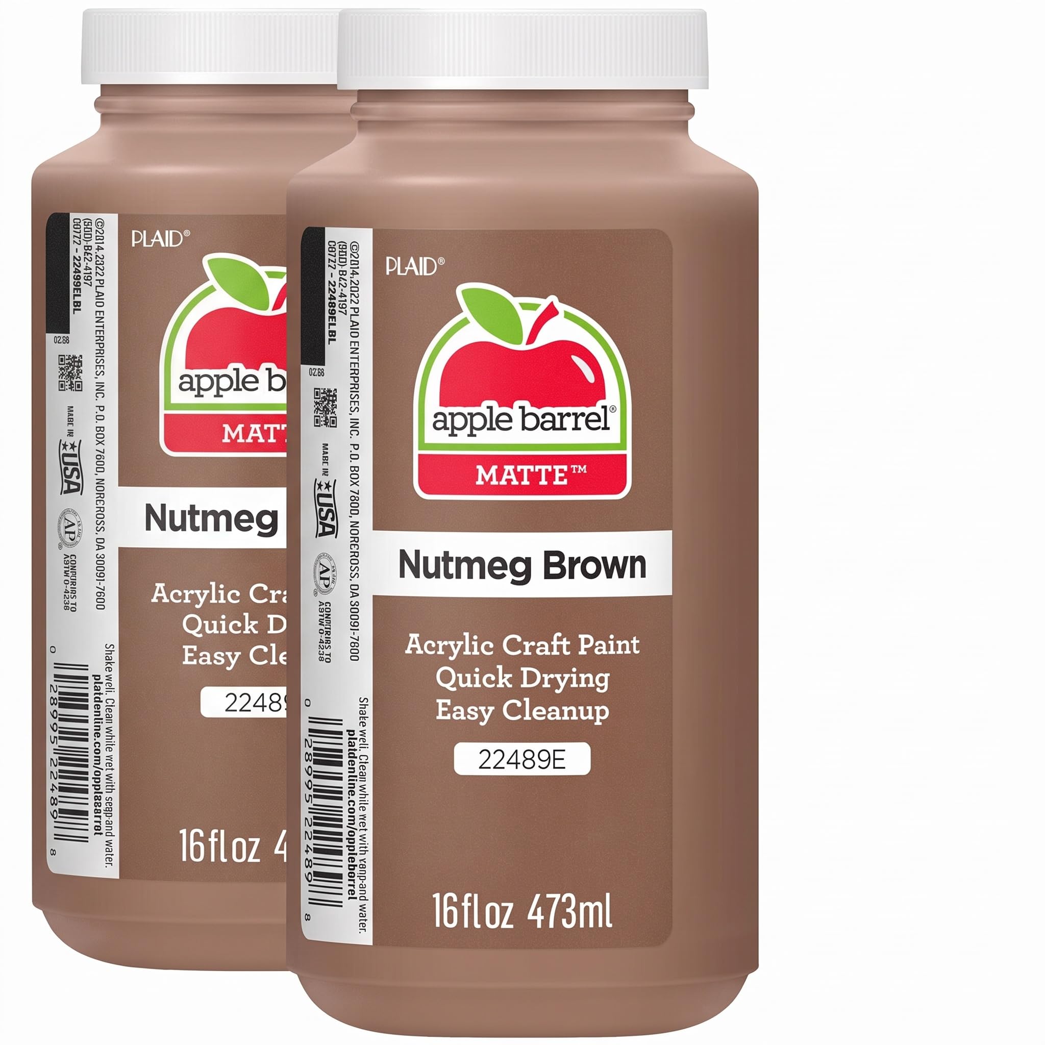 Apple Barrel Paint Acrylic, Nutmeg Brown, 16 oz (Pack of 2)