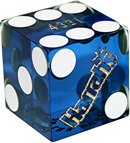 Harrah's Las Vegas Casino - Juego de dados de 0.748 in con números de serie a juego de dados azul pulido con bolsa (juego de 2 dados (par de dados)