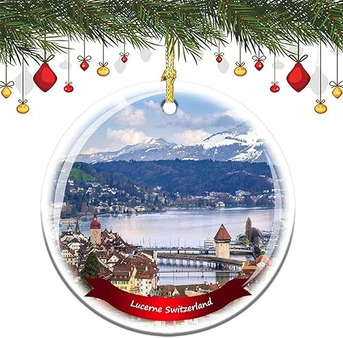 Fhdang Decor Lucerne Suiza - Adorno de cerámica de porcelana para Navidad, 3 pulgadas