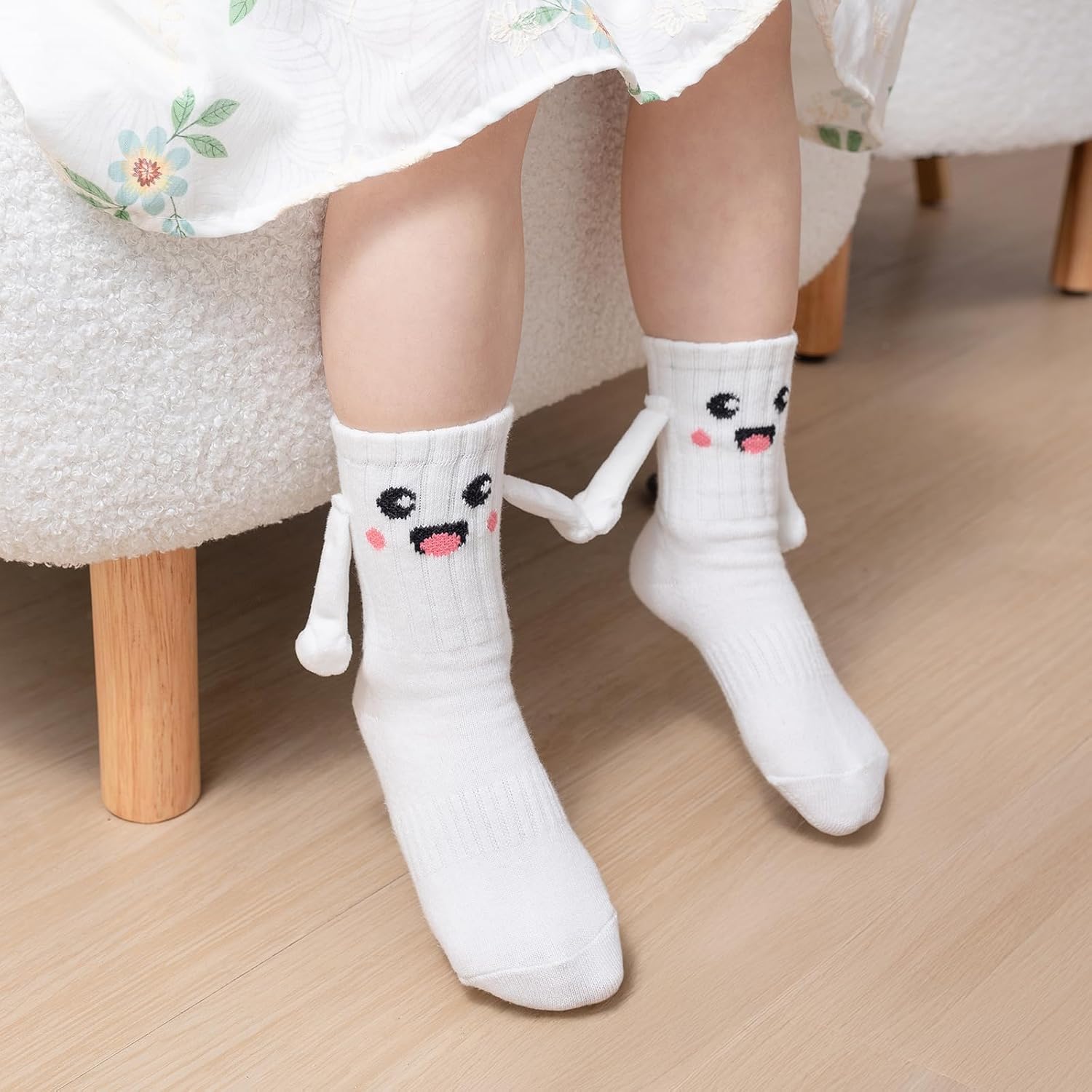 Holding Hands Socks, Crazy Silly Novelty Funny Wacky Mid-Tube Smile Unisex Socks - Image 2