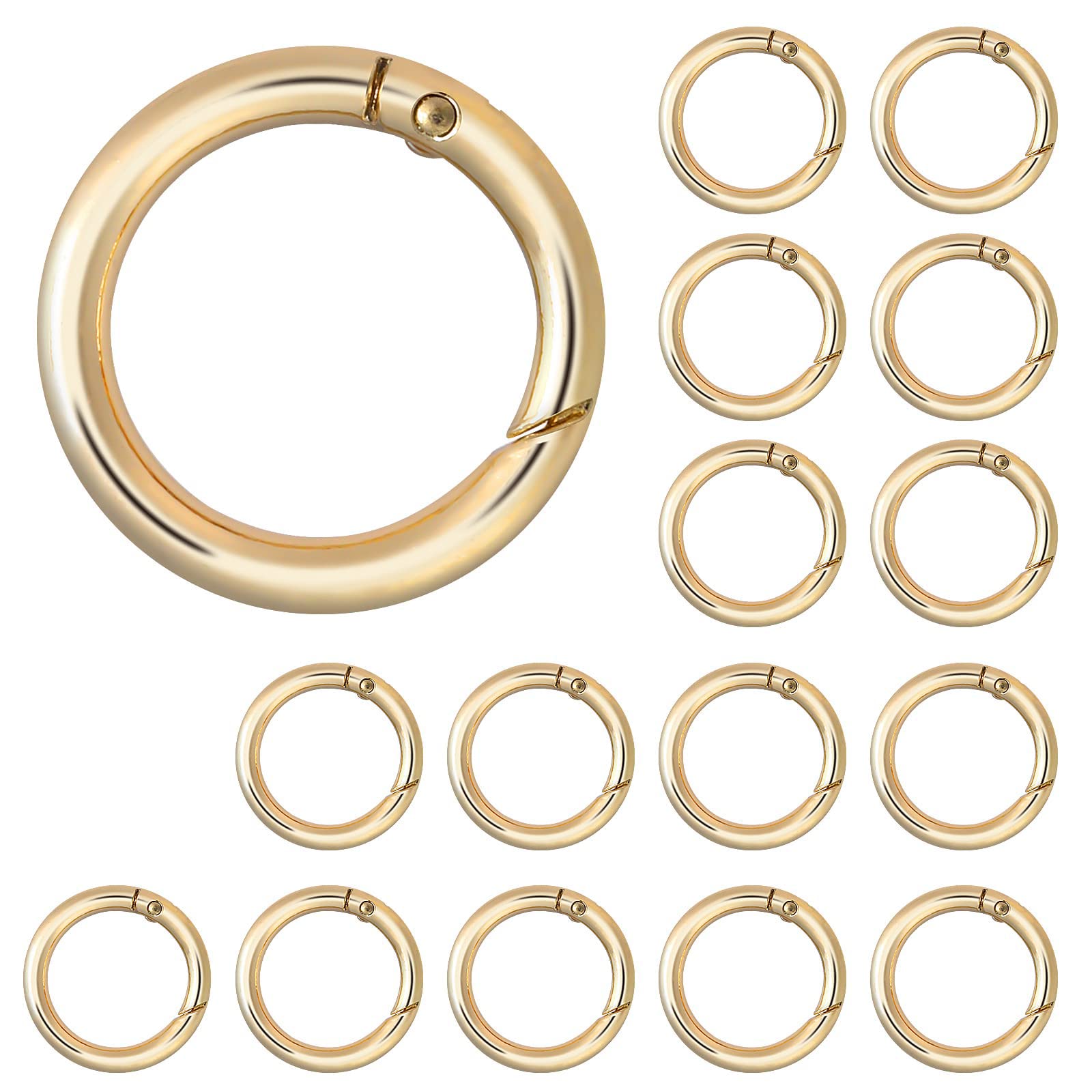 15PCS Round Spring Ring Key Spring O Ring Zinc Alloy Round Carabiner Snap Trigger Buckle Hooks Clip DIY Accessories for Key Chains