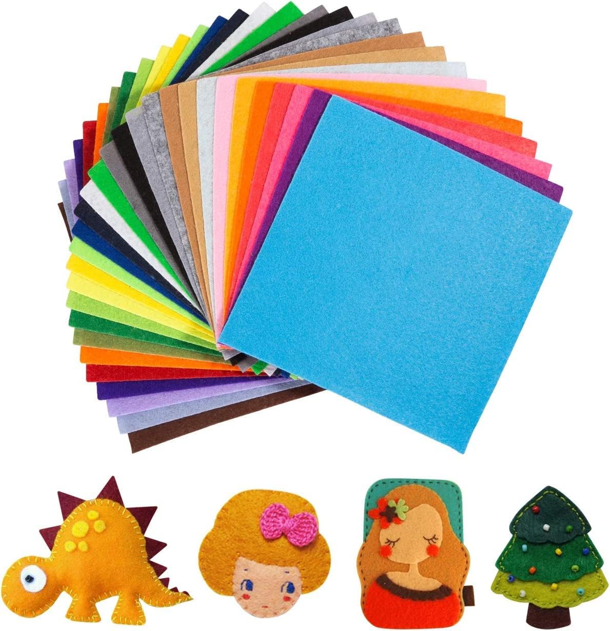 LEMESO 30 Colors Felt Fabric Sheets Super Soft Craft Felt Squares 15