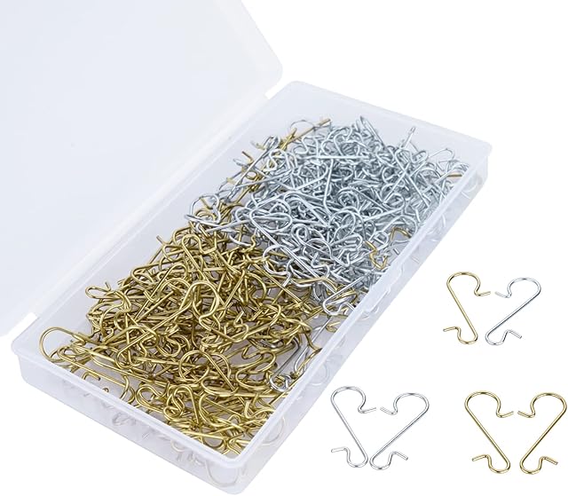 Christmas Ornament Hooks 240Pcs Xmas Tree Ornaments Hanger Hooks Metal Wire Hooks with Storage Box for Christmas Tree Hanging Decoration, Gold&Silver