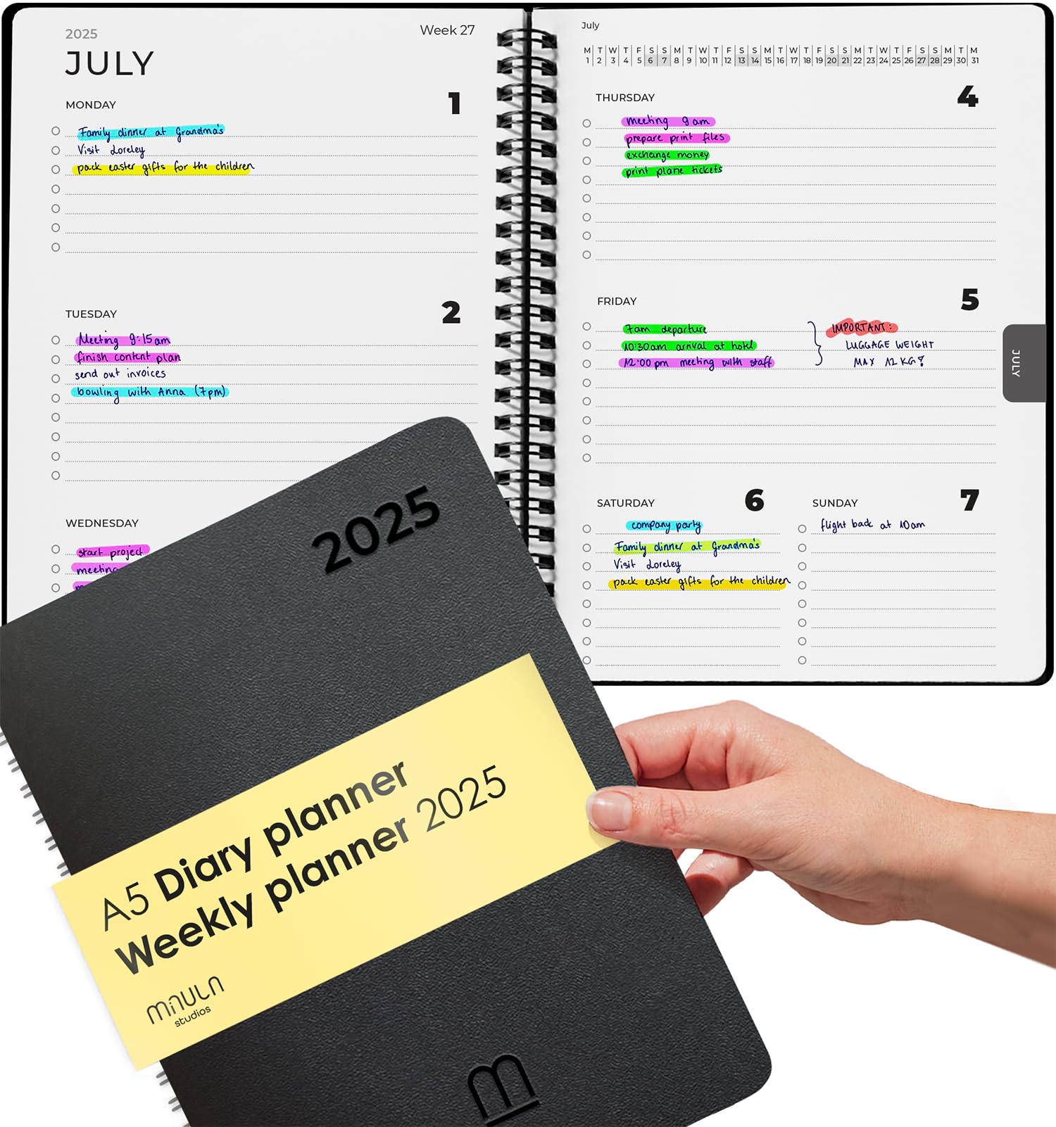 A5 Diary 2025 - Appointment Planner 2025 - Work Diary 2025 A5 January to December 2025 - For more organisation - Weekly Planner 2025 - Academic Diary 2025 - Minimalist Planner Calendar 2025