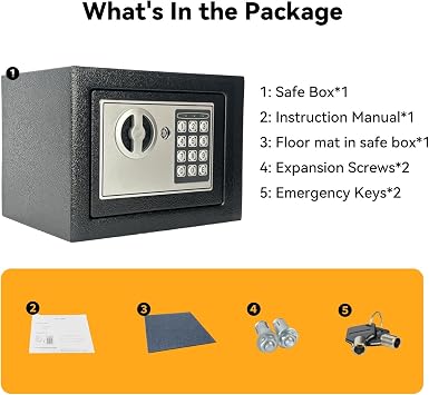 U-MAX Safe Box Money Security Box with Digital Keypad Lock