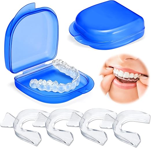 Gouttiere Dentaire Bruxisme Thermoformable 4Pcs, Protecteurs Buccaux Sans BPA, Protege Dent Nuit