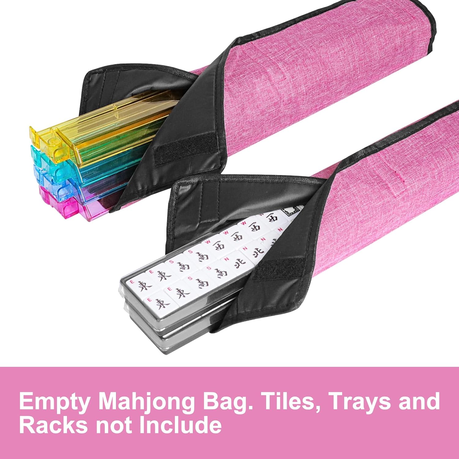 Jongyance Empty Mahjong Bag, Pink Mah-jongg Carrying Bag with Two Wrappers for American Mahjong Set (Empty Bag Only
