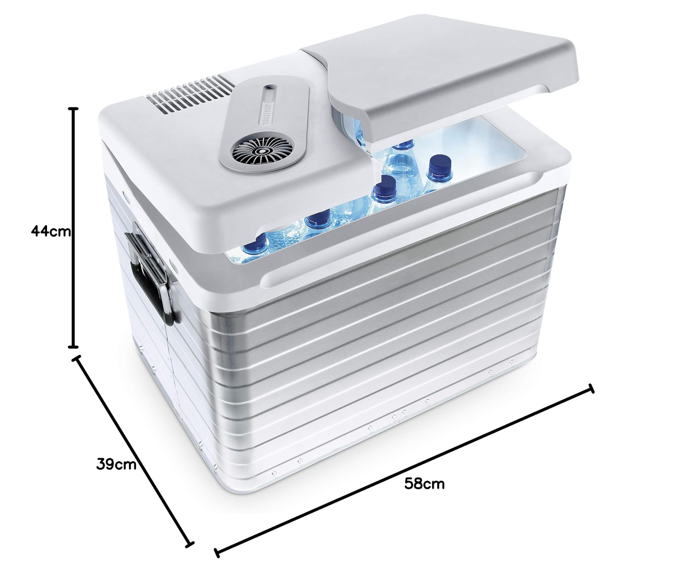 Mobicool Q40 AC/DC elektrische Kühlbox 39L – 12V und 230V – Tragbare Alu-Kühlbox für Auto, LKW, Wohnmobil, Boot und Camping – Robustes Aluminium-Gehäuse – Kühlt bis 18 °C unter Umgebungstemperatur