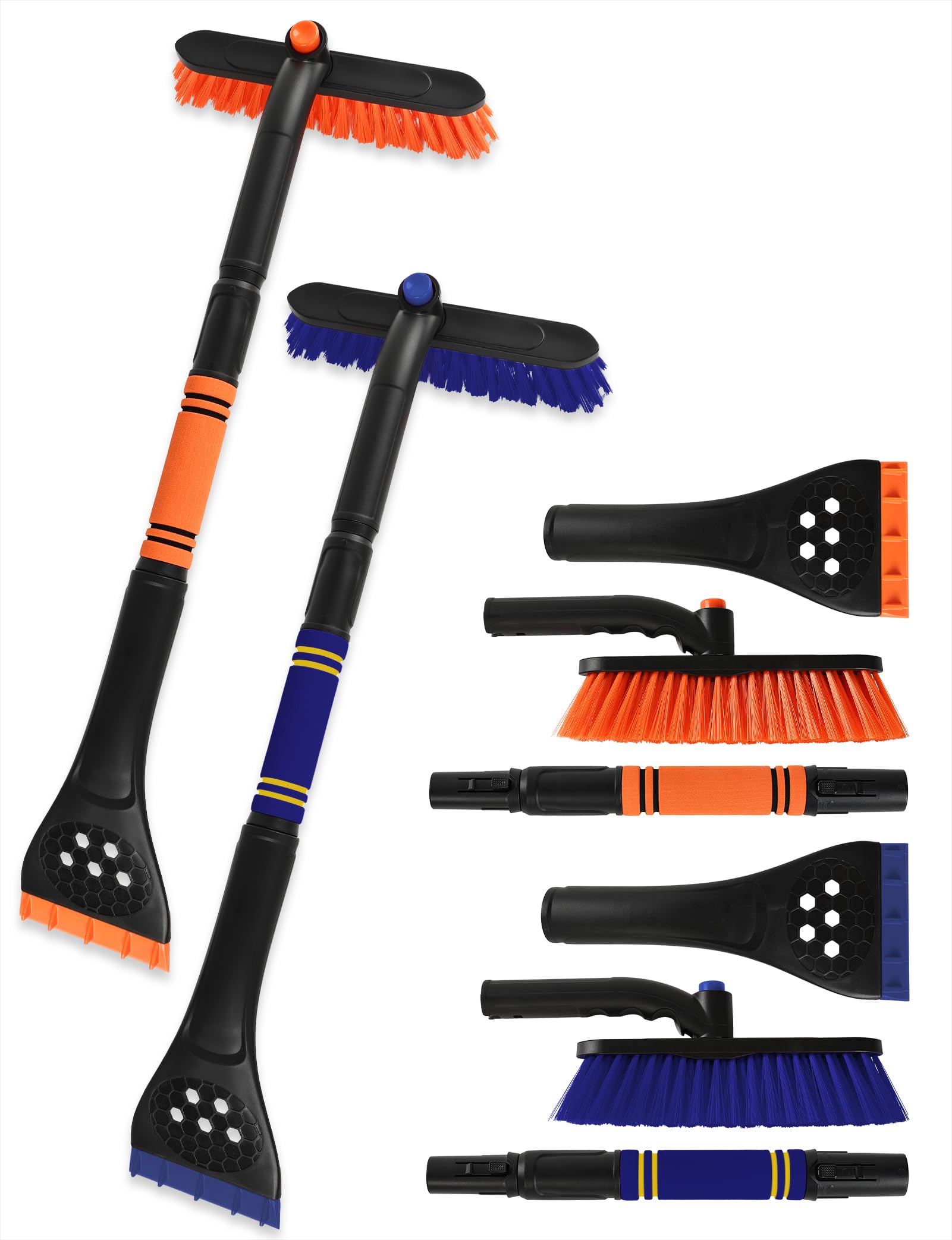 Raschietto per ghiaccio estensibile da 86,4 cm, per parabrezza auto, spazzola da neve 2 in 1, per auto, raschietto da neve e spazzaneve con impugnatura ergonomica in schiuma, per auto, camion, SUV