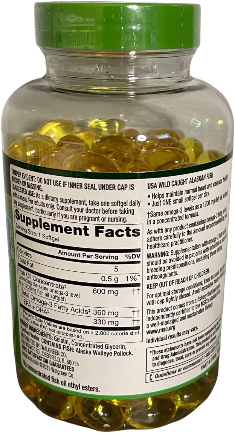Finest Nutrition Half-The-Size Fish Oil 1200 mg, Softgels, 200 ea