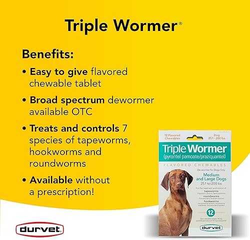 Miniatura 2 de Triple Wormer, desparasitante para perros medianos y grandes, 12 unidades