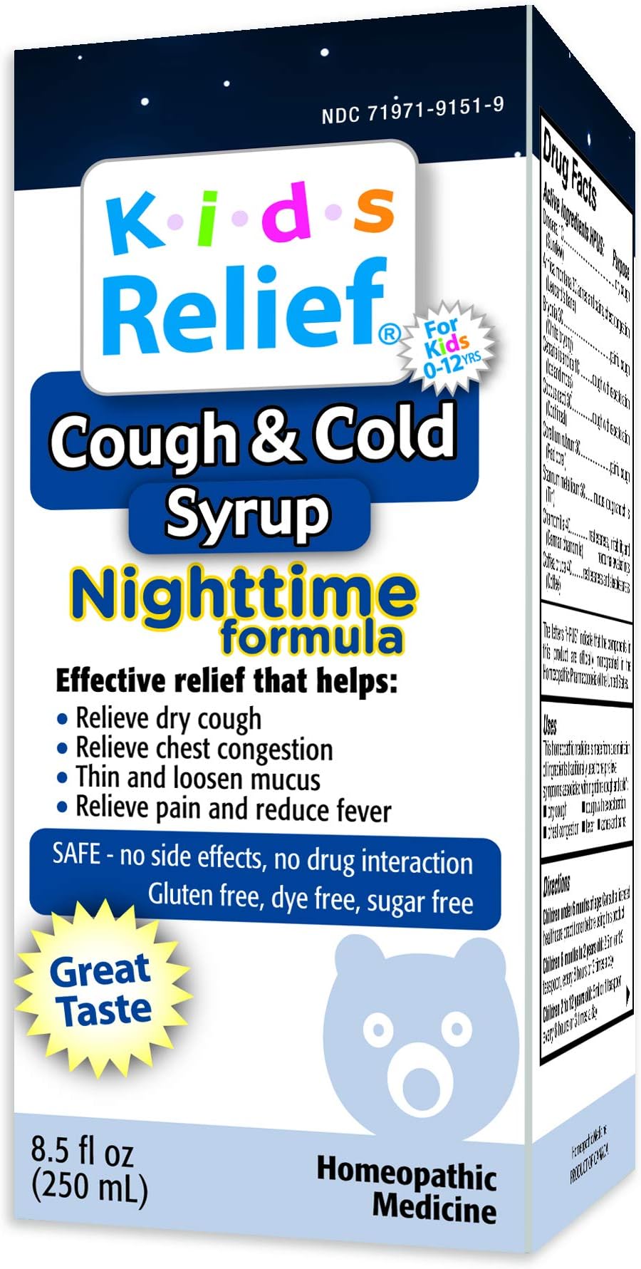 Kids Relief Homeolab Cough and Cold Night, 8.5 Fluid Ounce