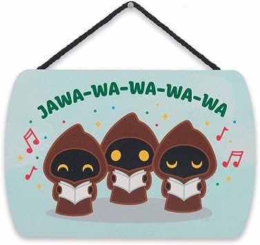 Disney Star Wars Ewoks Jawa-Wa-Wa-Wa-Wa Hanging Wood Wall Decor - Adorable Ewok Christmas Sign for Holiday Decorating
