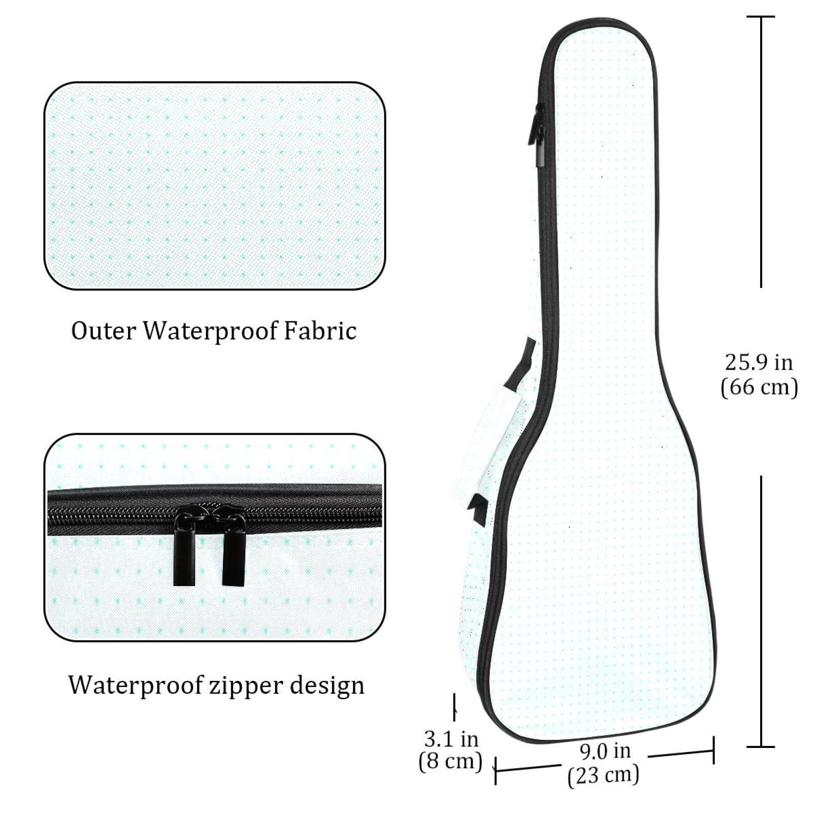Housse pour ukulélé soprano - Motif à pois - Pour adultes - Housse de ukulélé ténor - Avec sangles réglables - Imperméable - Sac rembourré