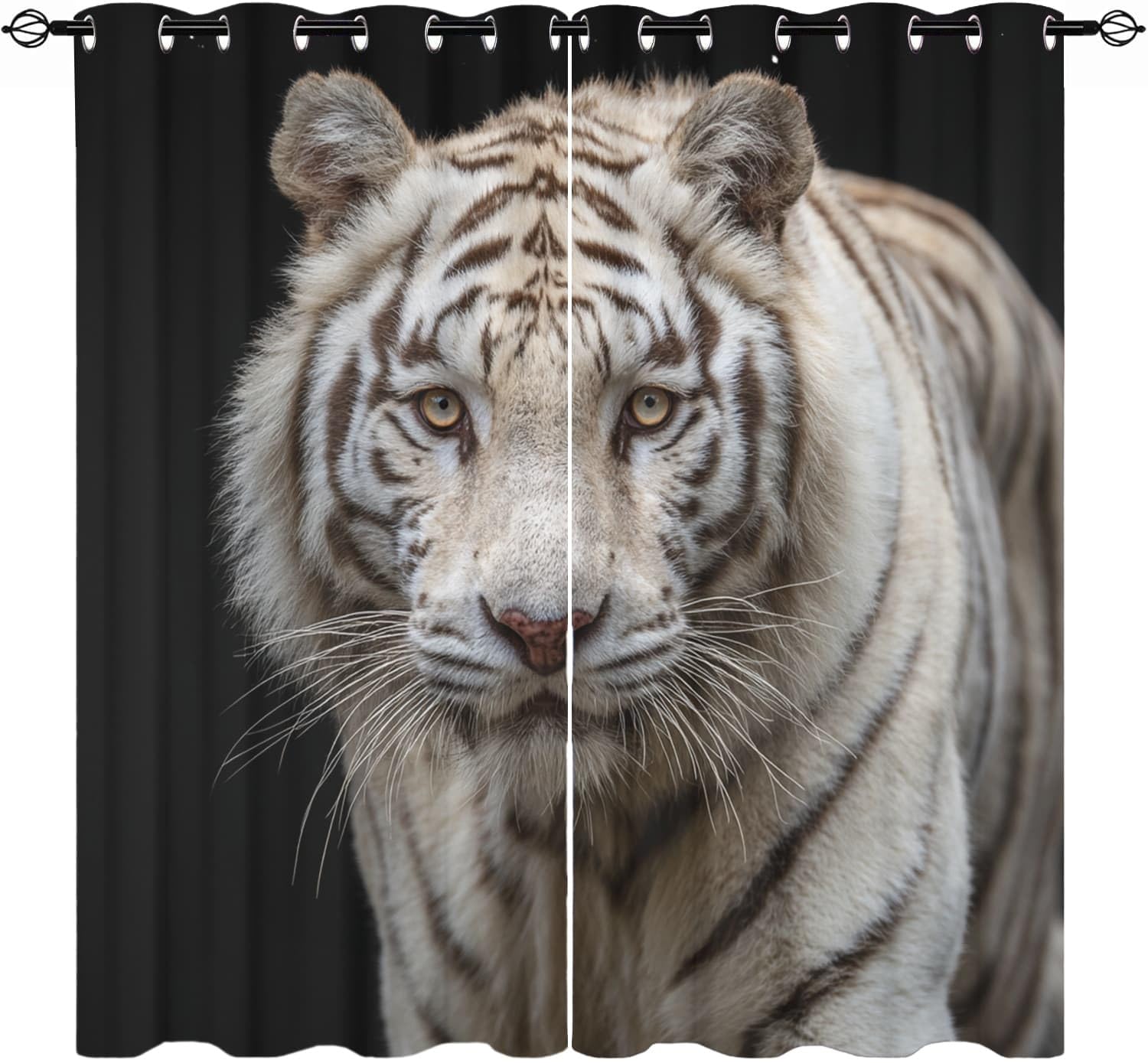 Draperies rideau à œillets noir haut de gamme motif tigre