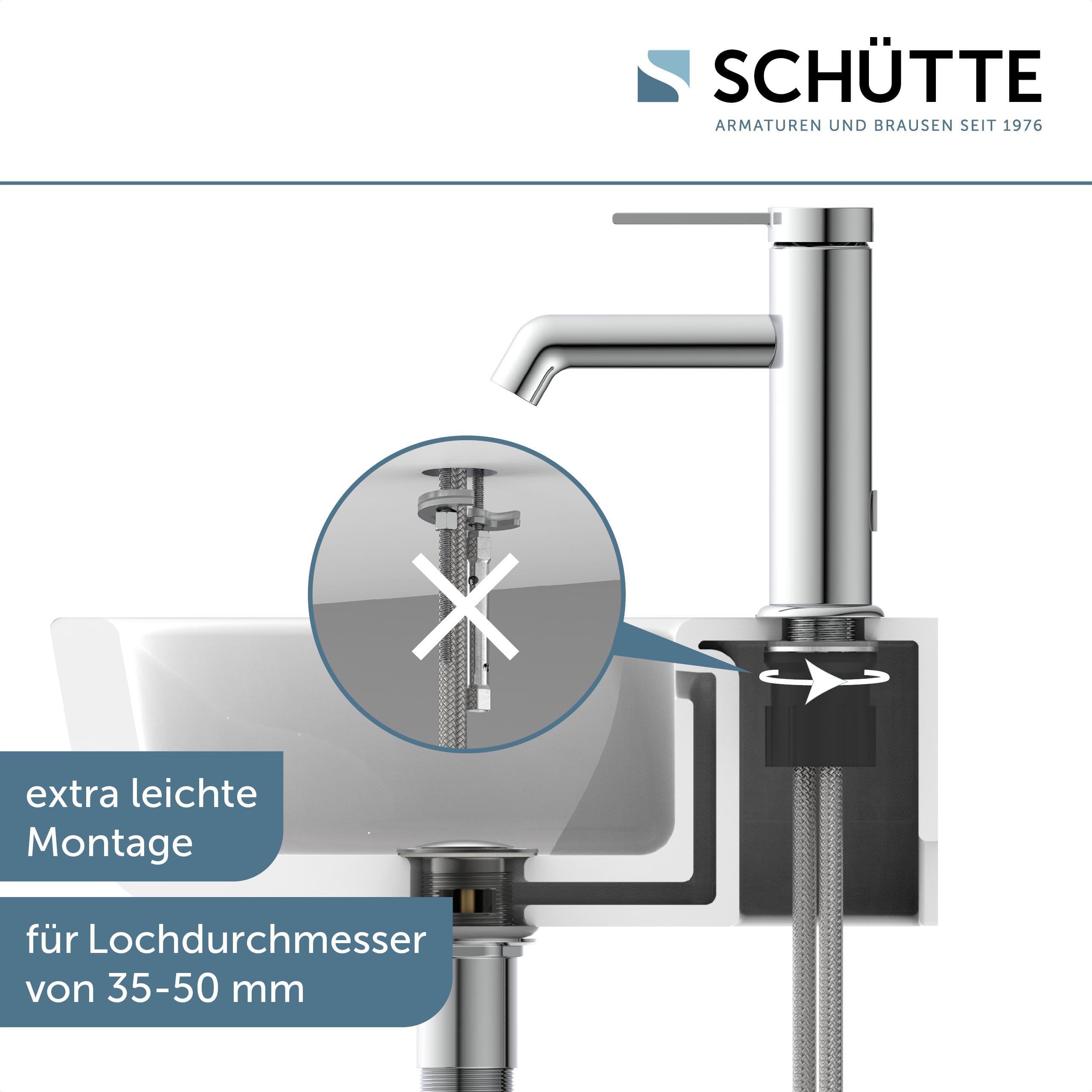 SCHÜTTE LOS ANGELES 33100 LOS ANGELES 33100 - Grifo monomando para baño con tapón de desagüe (cromado)