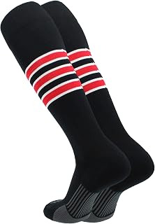TCK Dugout Series Striped Baseball & Softball Socks - USA Made Over the Calf, Moisture Wicking Athletic Socks