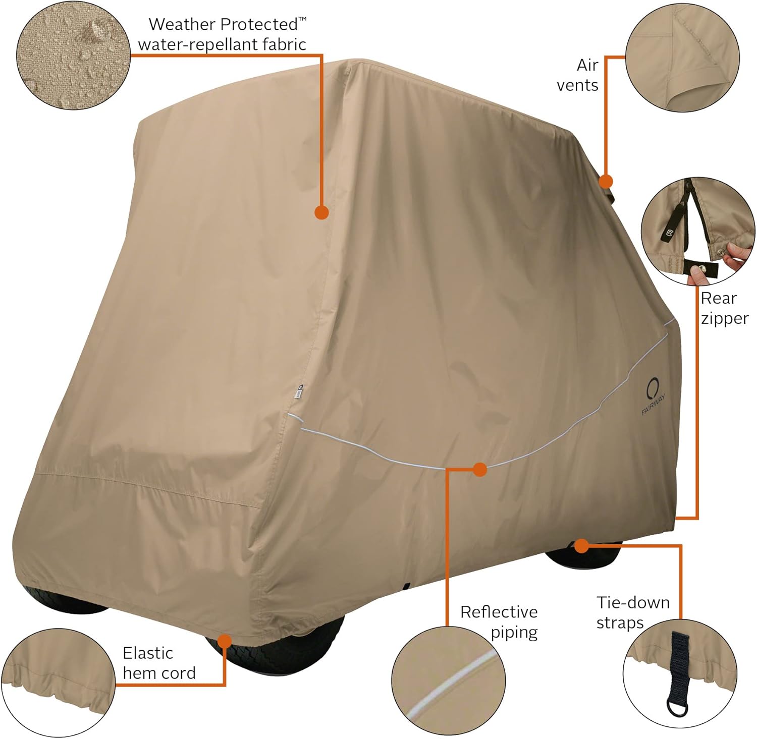 Classic Accessories Fairway Conversion Cart 4-Person Golf Cart Quick-Fit Cover