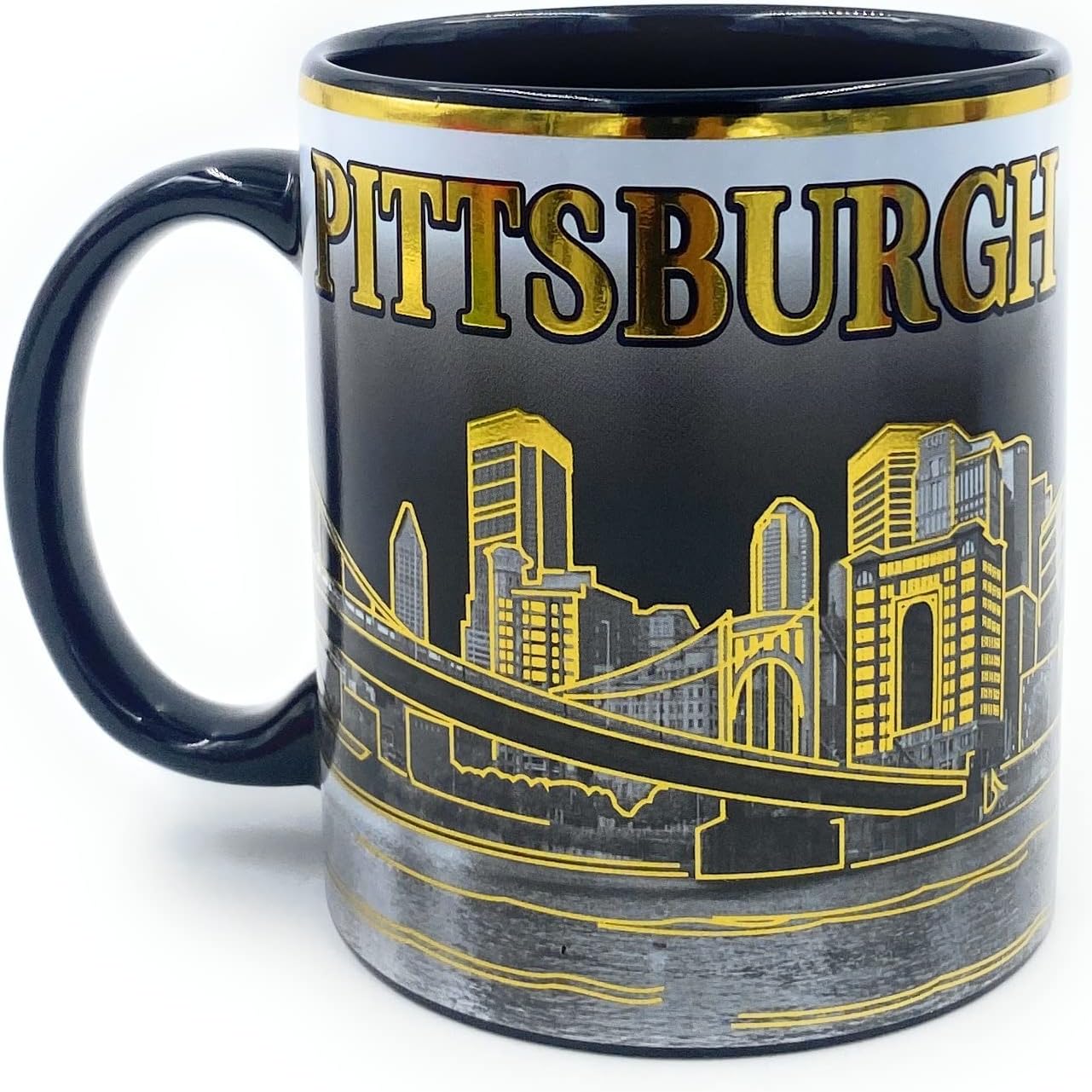 Pittsburgh Mug Pennsylvania State Souvenir Gifts Pittsburgh City Skyliine Coffee Cups Black American City Mugs Collectioin
