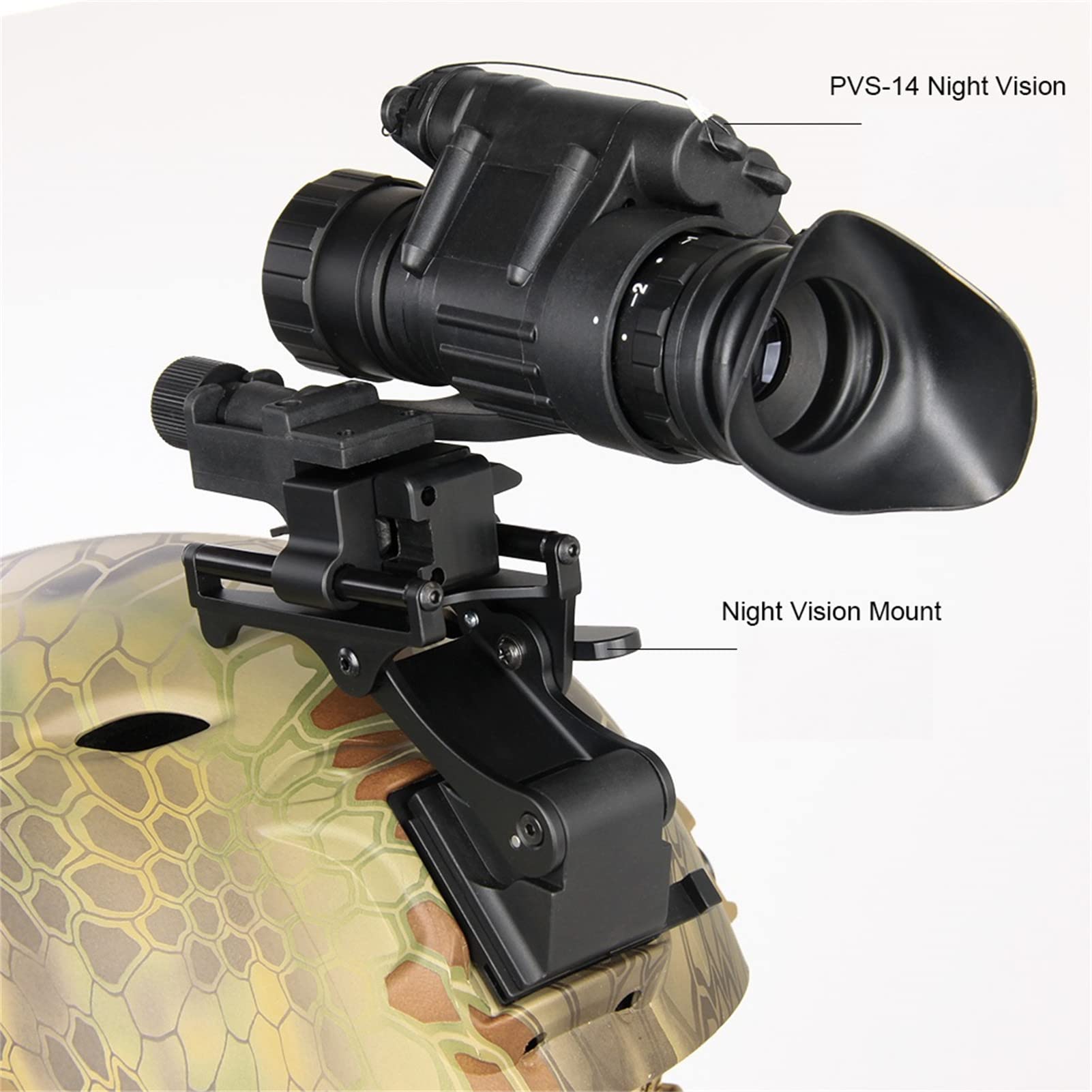 Casco PVS14 Visione Notturna Monoculare Aggiornato 200m Occhiali NVG A Raggi infrarossi Mirini Invisibili 3x28mm Tattici per la Caccia all'aperto